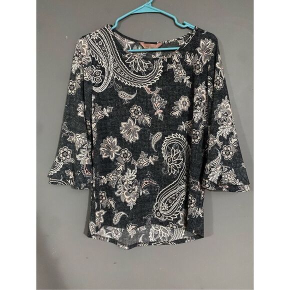 Amana Floral 3/4 Bell Sleeve Top Size Medium - Picture 1 of 4